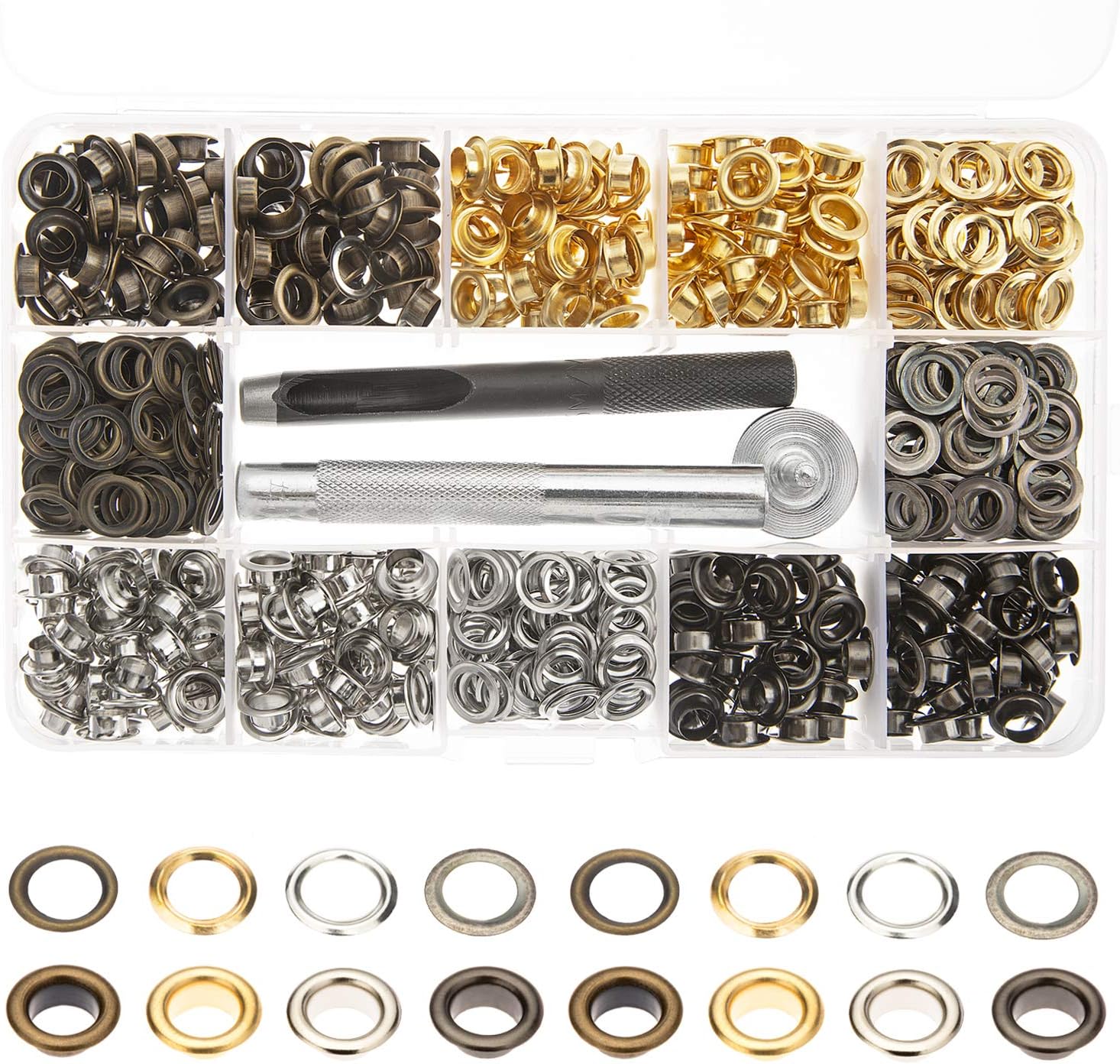 LYNDA 4 Colors Grommets Kit 400 Sets 1/4 Inch, Metal Eyelets with 3 Pieces Installation Tools for Craft Making,Repair and Decoration…