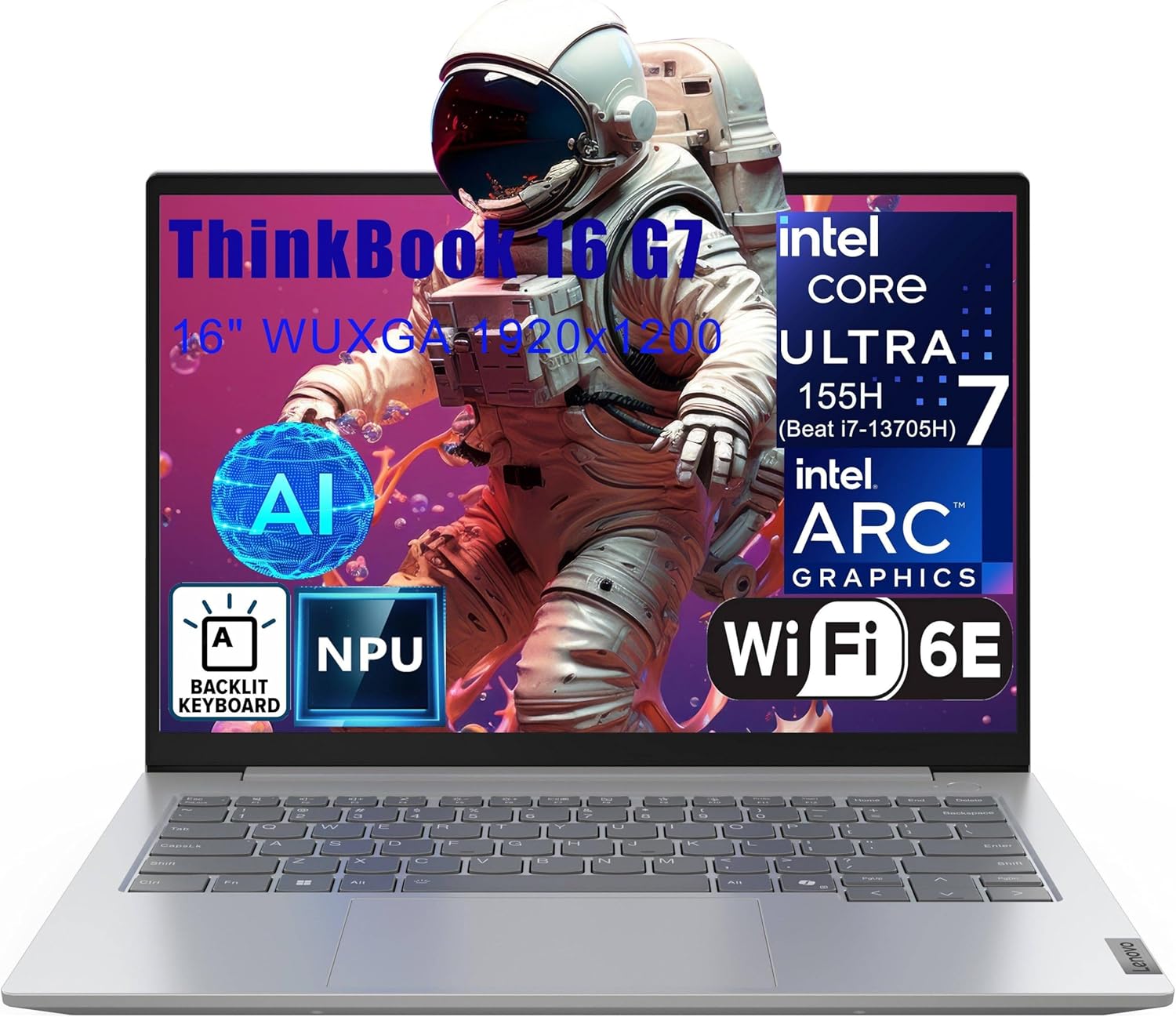 Lenovo Thinkbook 16 Ultra 7 155H Premium Laptop Computer Intel 16-Core 16″ FHD 32GB DDR5 1TB SSD Arc Graphics Backlit Keyboard Thunderbolt Win 11 Pro NPU AI Experience Copilot Business Laptop AZXUT