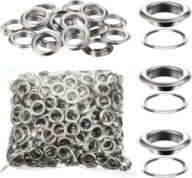 WILLBOND 500 Pieces Grommet and 500 Pieces Washer Grommet Kit Finish Grommet Eyelet for Clothes Fabric Leather Tag Bag (Silver, 1/2 Inch)