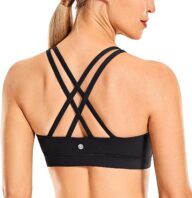 CRZ YOGA Women’s Strappy Sports Bras Fitness Workout Padded Yoga Bra Criss Cross Back