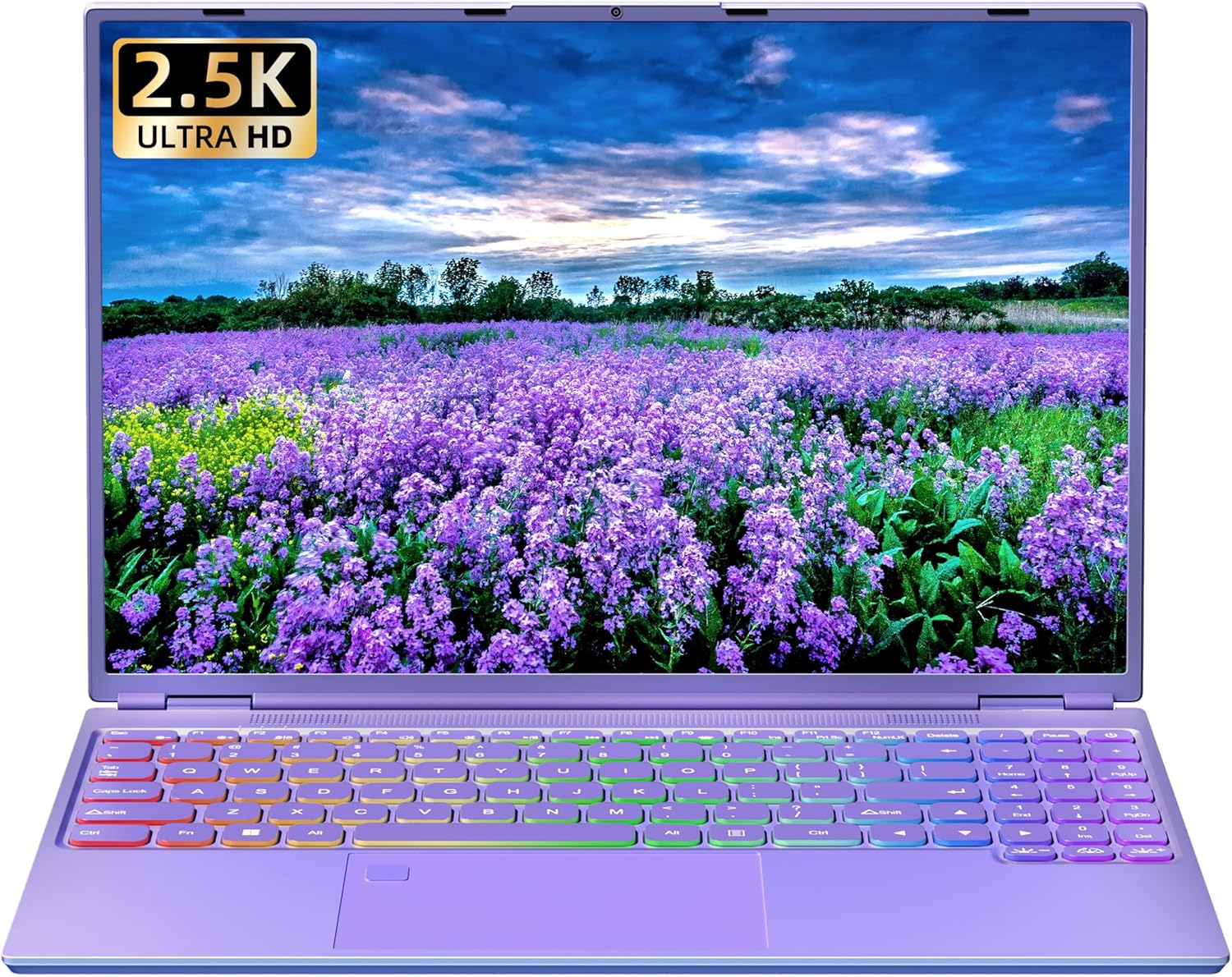 16″ Purple Laptop,Ultra-Narrow Bezels 2.5K QHD(2560×1600) IPS,Celeron N5095,16G RAM 512G SSD,Color Backlit KB,Fingerprint,Type-C/HDMI/HDD Expand,Win 11 PC for Business Study(Purple, 512G SSD)