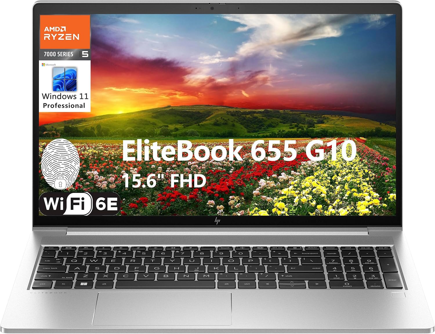 HP EliteBook 655 G10 15.6″ FHD Business Laptop Computer, Hexa-Core AMD Ryzen 5 7530U (Beat i7-1355U), 64GB DDR4 RAM, 2TB PCIe SSD, WiFi 6E, Bluetooth 5.3, Fingerprint Reader, Windows 11 Pro, Tilsiy