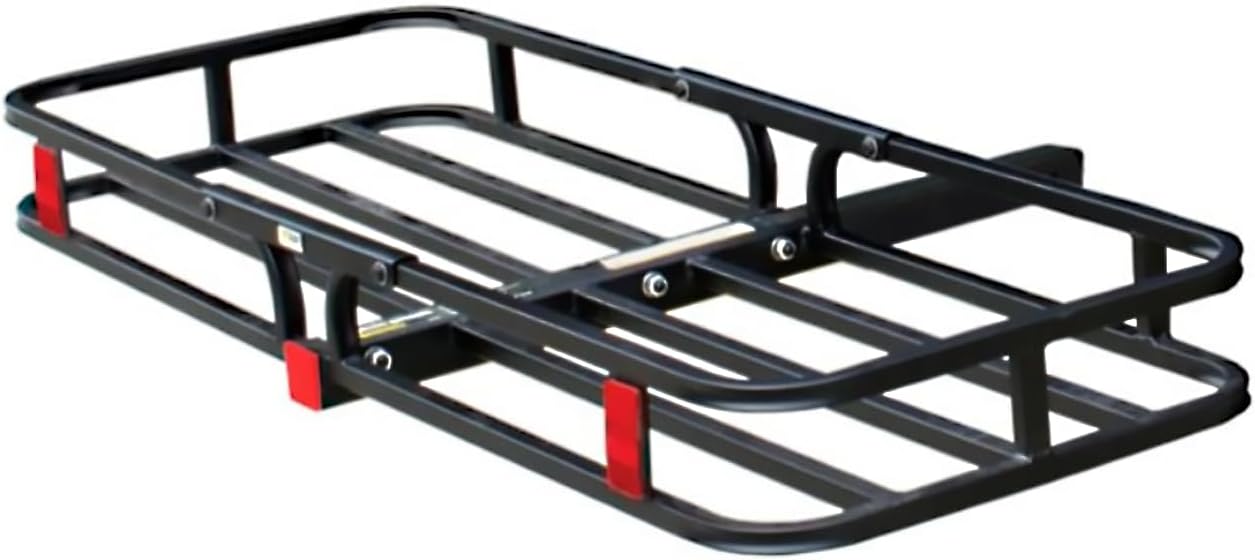 MaxxHaul 70107 53″ x 19-1/2″ Hitch Cargo Carrier – Trailer Mount Steel With High Side Rails For RV’s, Trucks, SUV’s, Vans, Cars 2″ Receiver 500-lb Load Capacity , Black