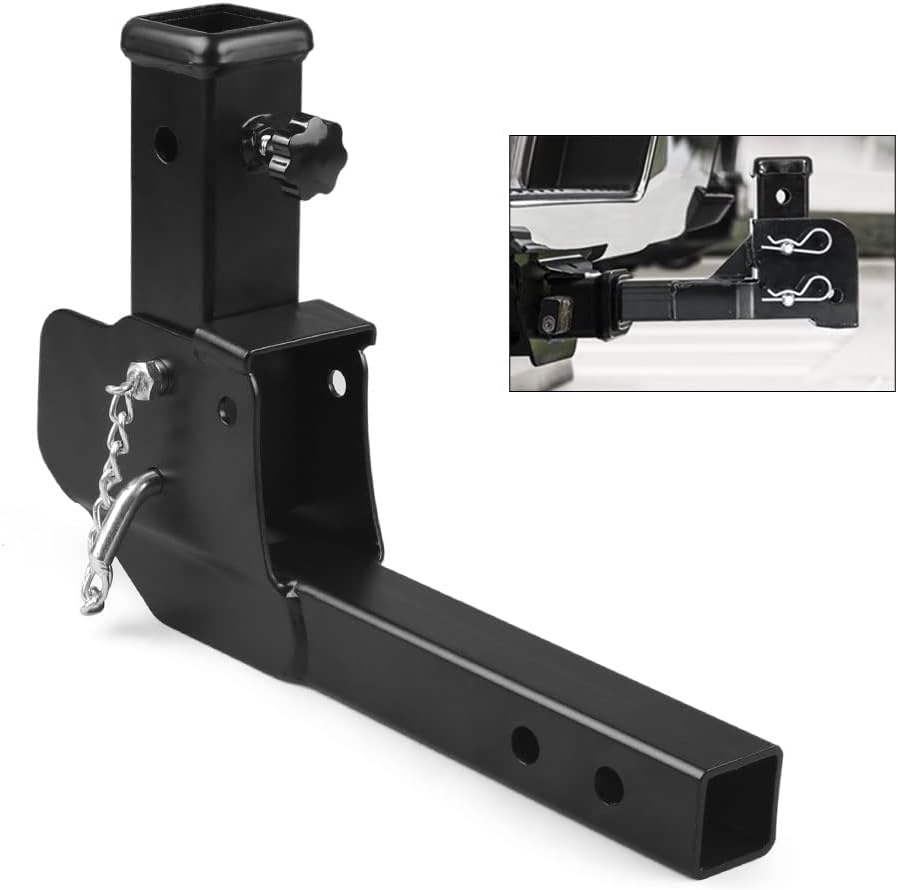 Folding 2″ Trailer Hitch Extension Mount Shank 17.32″,Foldable Adapter Cargo Wheelchair Carrier Weight Capacity: 500lbs