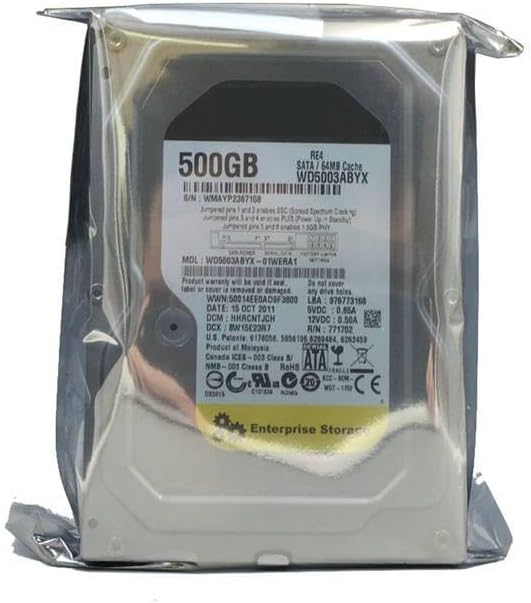 HDD for Black 500GB 3.5″” SATA 6 Gb/s 64MB 7200RPM for Internal Hard Disk for Enterprise Class HDD for WD5003ABYX