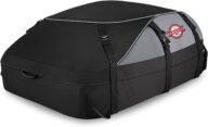 Car Rooftop Cargo Carrier Roof Bag, 20 Cubic Feet Waterproof Roof Top Cargo Carrier fit Car with Without Luggage Rack – Vehicle Soft Shell Roof Cargo Box with Tie-Down Strap, Safety Hook & Storage Bag