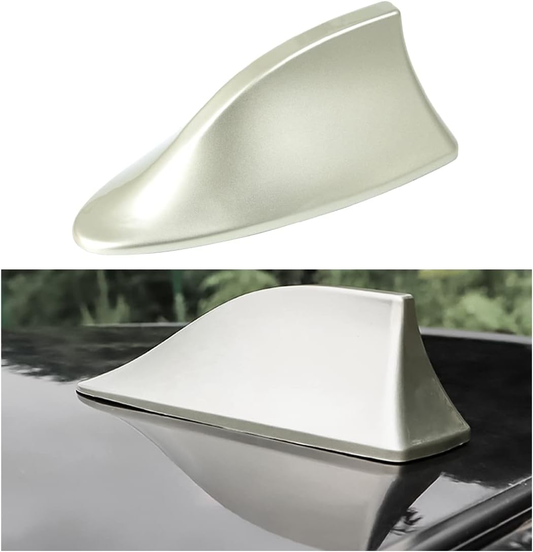 Shark Fin Antenna Cover for Car, Automotive Top Roof Aerials AM/FM Radio Signal Base, Vehicle Shark Fin Shape Cover with Adhesive Tape, Car Accessories Universal for Most Sedan, SUV, Van (Gold)