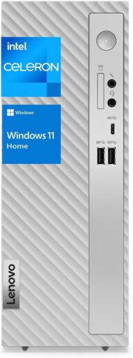 Lenovo IdeaCentre 3 SFF Desktop, Intel Dual-core Processor, 16GB RAM, 512GB SSD, HDMI, VGA, Card Reader, Wired Keyboard & Mouse, Wi-Fi 6, Windows 11 Home, Grey