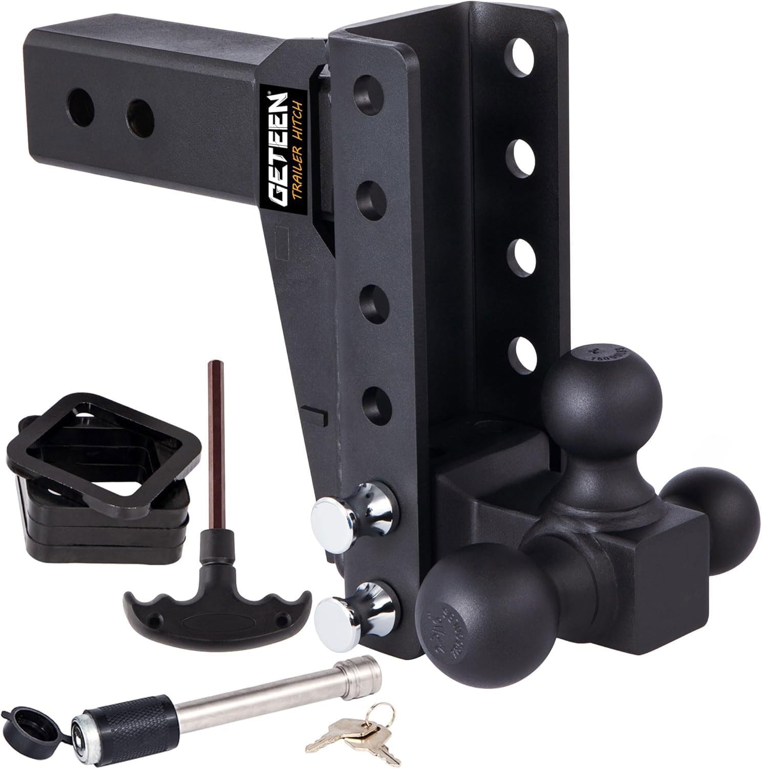 Adjustable Trailer Hitch Fits 2.5” Receiver,7-Inch Drop/Rise,Heavy Duty Tow Hitches (18,500 LBS GTW) Truck Hitch Tri-Ball Mount (1-7/8″ x 2″ x 2-5/16″),for RV Towing, Motorcycles