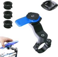 1 PC Motorcycle Mobile Phone Bracket for 4.7In-6.8In Smartphones, Waterproof Scooters Phone Holder, No Tool Installation, Universal Durable 360 Degree Bicycles Smartphone Mount (Blue & Black)