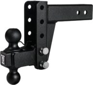 BulletProof Hitches 2.5″ Adjustable Medium Duty Trailer Hitch (14,000lb Rating) – 4″ Drop/Rise Trailer Hitch with 2″ & 2-5/16″ Dual Ball – Black Textured Powder Coat, Boxed Steel, Corrosion-Resistant