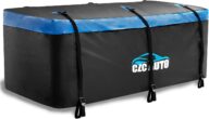 CZC AUTO Hitch Cargo Carrier Bag, 20 cu. ft Waterproof/Rainproof/Weatherproof Cargo Traveling Bag for Car Truck SUV Vans’ Hitch Tray and Hitch Basket, Safe Steady Durable Soft, Black-Blue