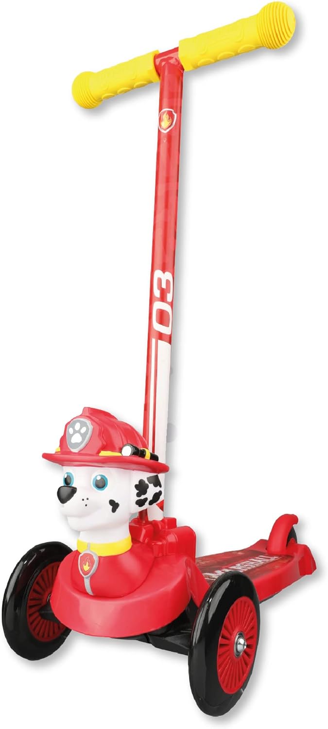 Paw Patrol Marshall Self Balancing Kick Scooter Toddler Scooter, Kids Scooter, Extra Wide Deck, 3 Wheel Platform, Foot Activated Brake, 75 lbs Limit, Kids & Toddlers Girls or Boys, for Ages 3 and Up