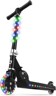 Jetson Scooters – Jupiter Kick Scooter – Collapsible Portable Kids Push Scooter – Lightweight Folding Design with High Visibility RGB Light Up LEDs on Stem, Wheels, and Deck