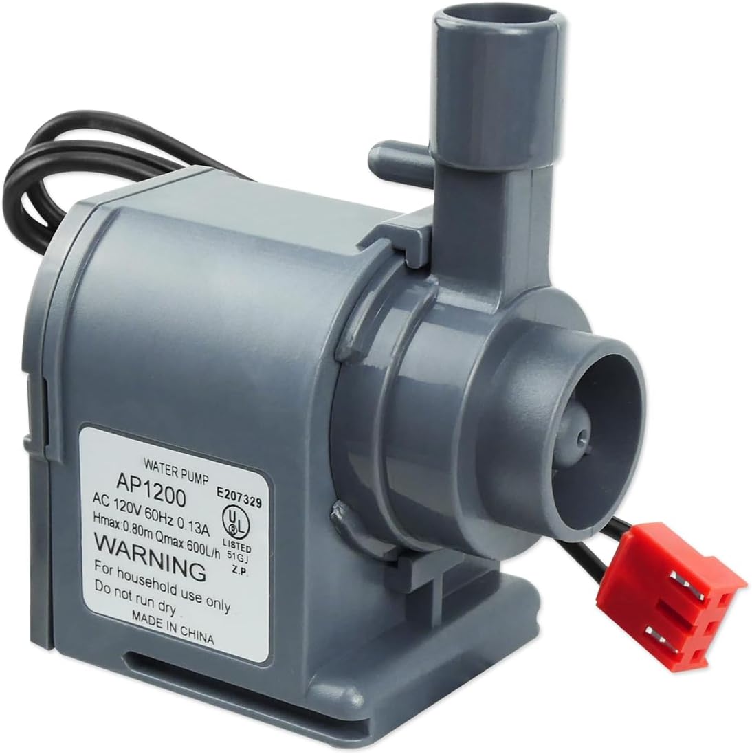 AP1200 Commercial Large Flow Water Pump, Fits for HZB-30F HZB-38F HZB-32 HZB-45 HZB-65 HZB-90 HZB-120 HZB-160 Ice Makers, AC120V 60Hz 0.13A, Hmax: 0.8m