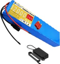 24V 12Ah Electric Bicycle Battery 24V Waterproof Lithium Battery 24V Ebike Battery Pack 24V Scooter Battery for 0-300W Folding Scooter Motor