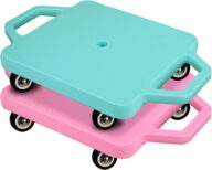 Sports Scooter Board with Handles Sitting Scooter Board Colored Plastic Casters Sport Floor Scooter Board Gym Indoor Outdoor Activities Play Equipment