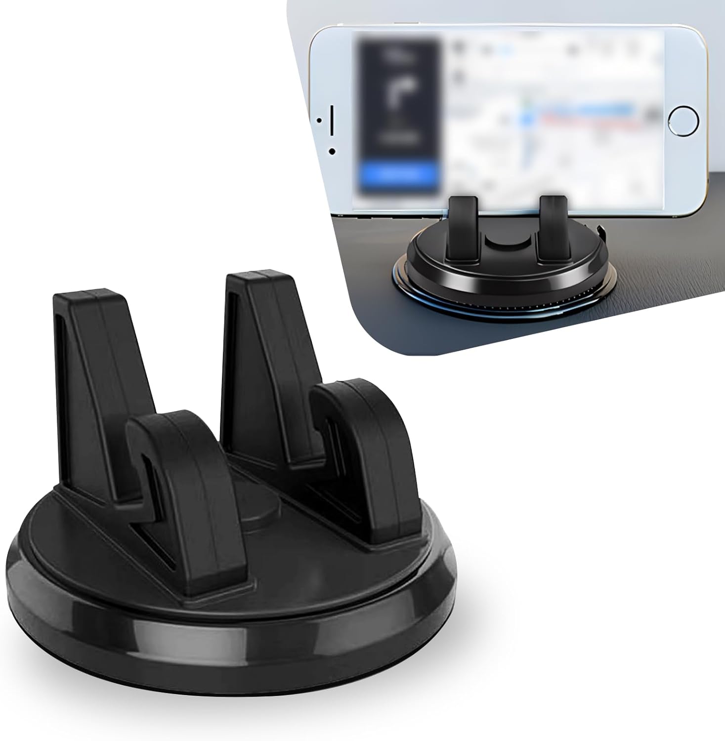 1 PC Car Dashboard Phone Holder, Waterproof Durable Metal Vehicle Phone Mount, 360 Degree Rotating Design, Sticky Installation, Universal Stable Automotive Smartphone Storage Bracket (Black)