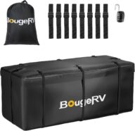 BougeRV Hitch Cargo Carrier Bag with Lock Waterproof Soft Shell 20 Cubic Feet (59″ 24″ 24″) Cargo Bag for Hitch Carrier Include 8 Reinforced Straps for Truck Pickup RV All SUV with Hitch Cargo Basket