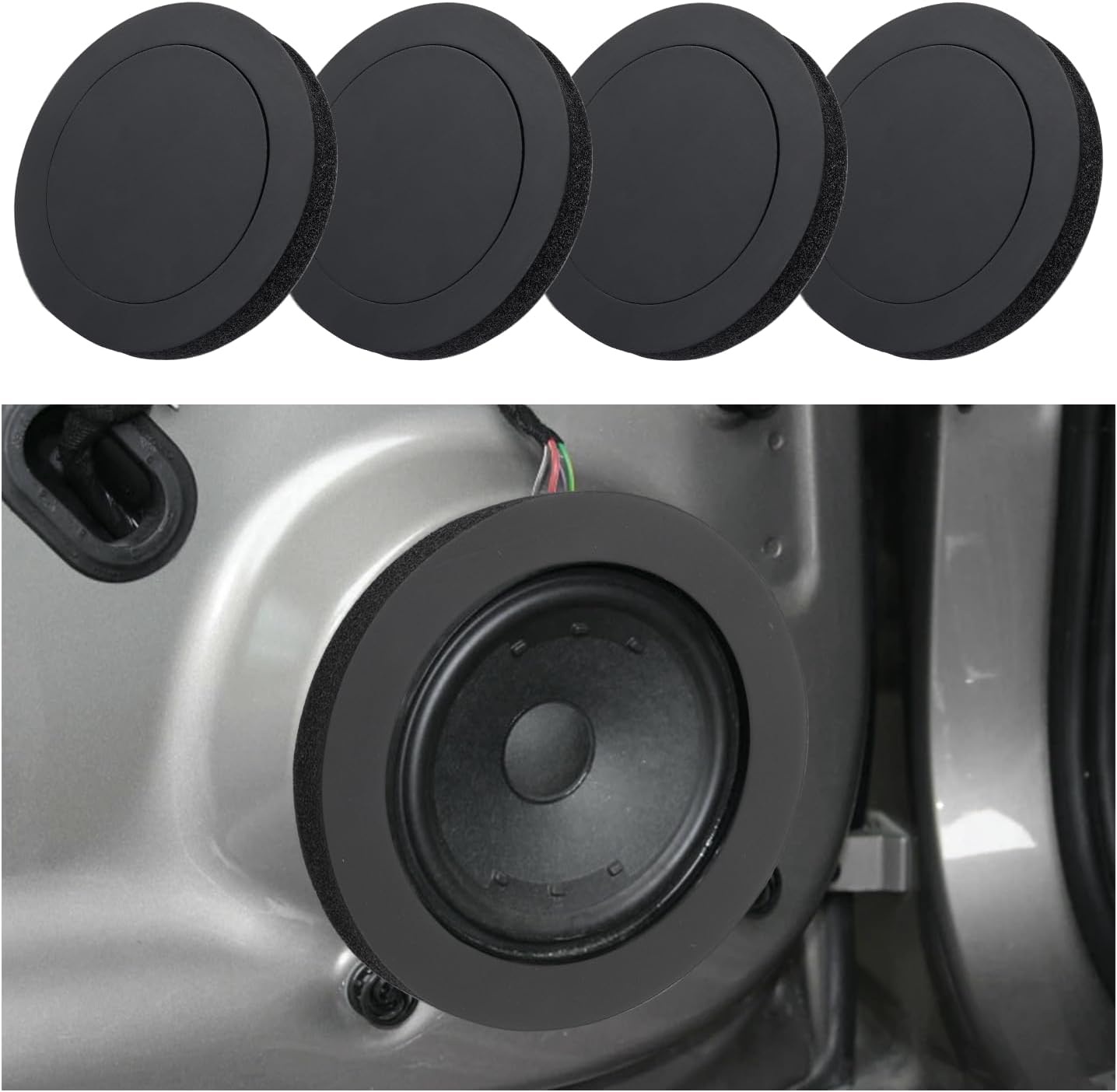 4PCS Speaker Foam Enhancer,6.5″ Speaker Foam Rings for Enhancing Stereo Sound in Car Speakers,Universal Self-Adhesive Speaker Gasket Car Accessories for Car,Truck,SUV