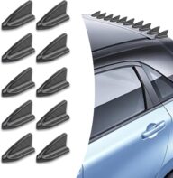 10 PCS Car Shark Fin Antenna Kits, Adhesive-type Car Roof Decoration Accessories, Universal Automobile Modification Parts, for Most Cars, Trucks and Vans (Carbon Fiber Black)