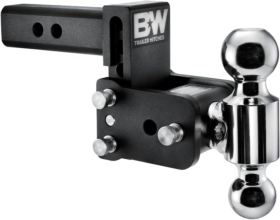 B&W Trailer Hitches Tow & Stow Adjustable Trailer Hitch Ball Mount – Fits 2″ Receiver, Dual Ball (2″ x 2-5/16″), 3″ Drop, 10,000 GTW – TS10033B