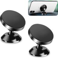 2 PCS Car Small Mobile Phone Holder, 360° Rotating Self-Adhesive Alloy Super Suction Navigation Holder, Portable Replacement Accessory for Safe Driving Vision, for Most Car Models (Black)