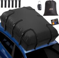 Gorilla Grip Waterproof Car Roof Bag with Stay in Place Grip Dots and Buckles, UV Protected Soft Shell Rooftop Cargo Carrier, Tear Resistant Luggage Box Top Rack SUV Vehicle Storage 20 Cubic FT Black