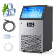 Commercial Ice Maker Machine, 150lbs/24H Stainless Steel Under Counter ice Machine with 33lbs Ice Storage Capacity, Freestanding Ice Maker for Offices Home Restaurant,and Bars