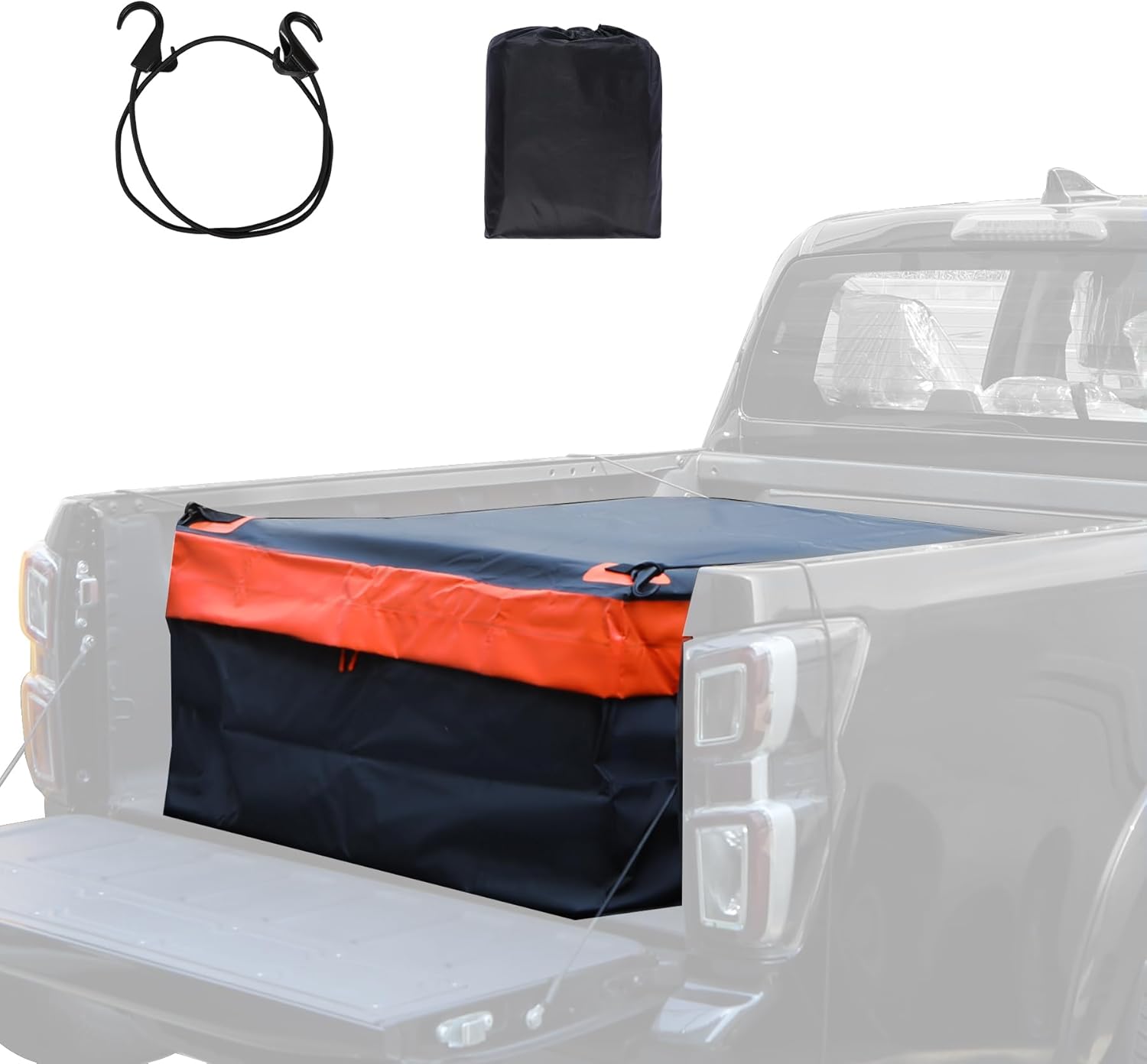 REDCAMP 26 Cubic ft Truck Bed Cargo Bag, Extra Waterproof Cargo Bag, Fits Any Truck Size, Heavy Duty Luggage Bag with 4 Bungee Cords for Pickup SUV, 50″x 40″ x 17