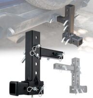 Patent Designed Hitch Riser with 4″-10″ Drop/Rise, Adjustable Trailer Hitch Extension Hitch Adapter Fits for 2″ Receiver with Hitch Pin & Clip