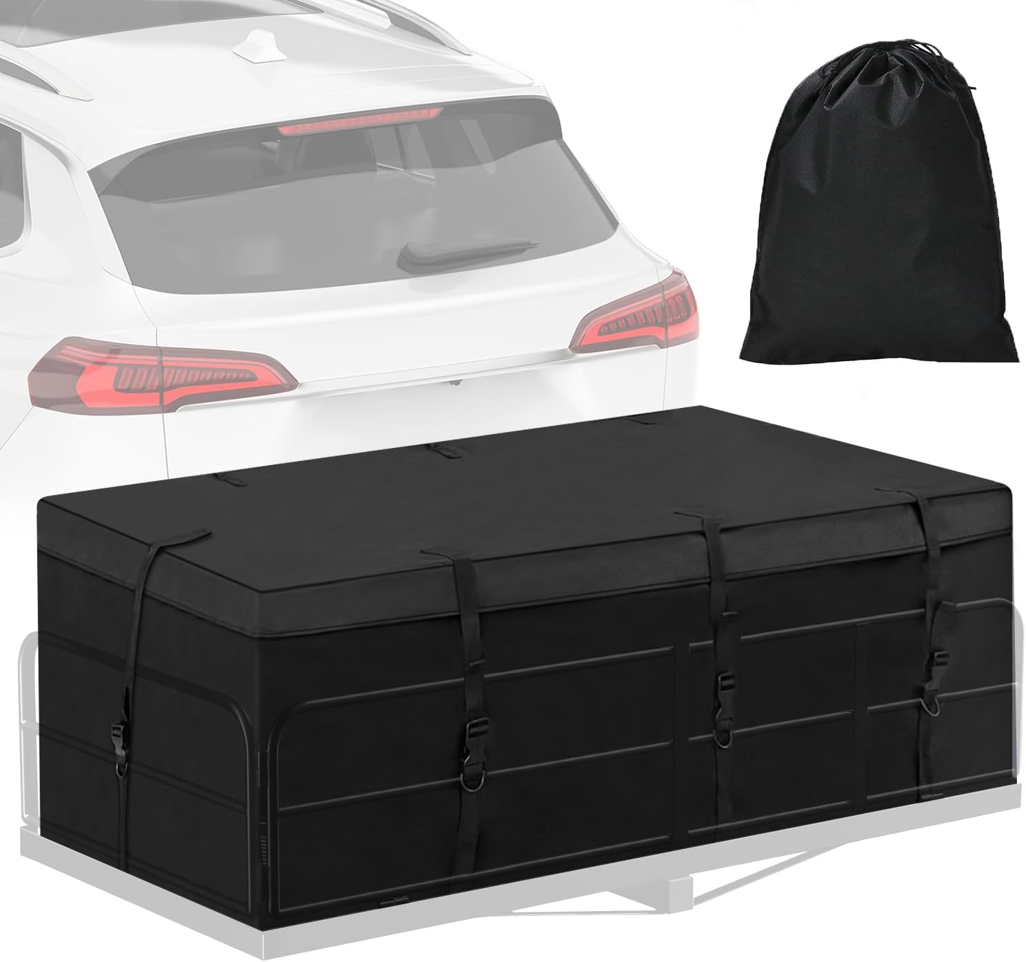 12.5 Cu Ft Waterproof Cargo Bag for Hitch Carrier, Soft Shell Trailer Hitch Cargo Carrier Bag Heavy Duty Hitch Storage Bag, Cargo Carrier Hitch Mount Bag for Car, Truck, SUV, Vans (Hitch Cargo Bag)