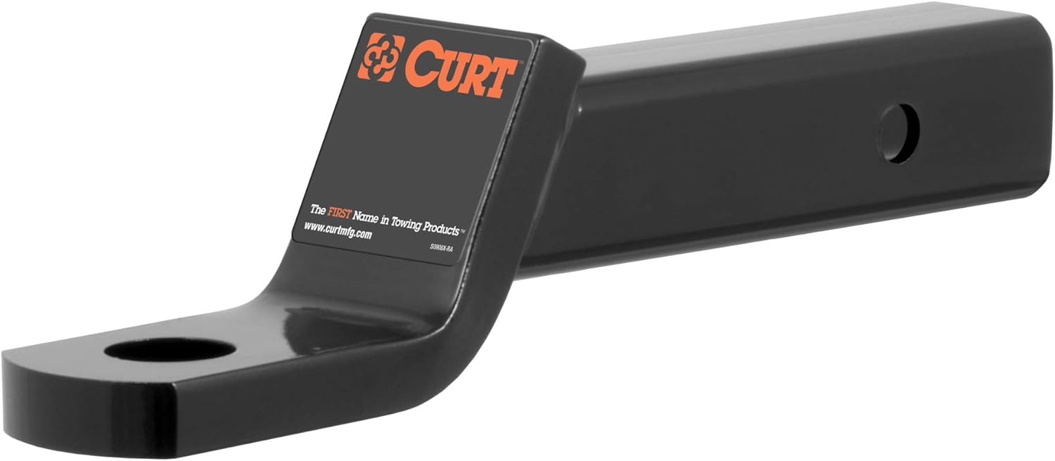 CURT 45310 Class 4 Trailer Hitch Ball Mount, Fits 2-Inch Receiver, 10,000 lbs, 1-1/4-Inch Hole, 2-In Drop, 1-Inch Rise, Gloss Black Powder Coat