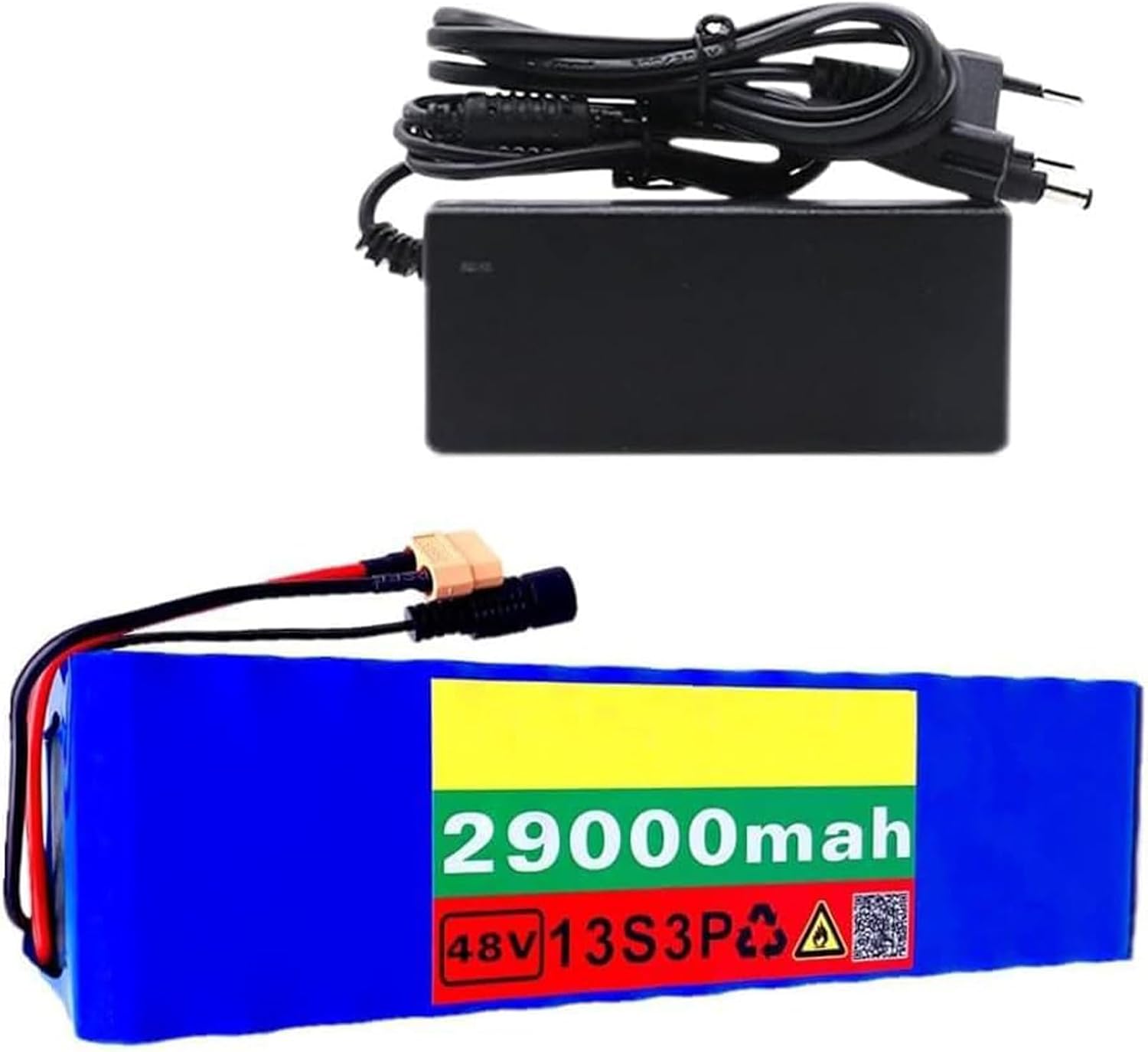 48V 29Ah E-Bike Lithium-Ion Battery Pack Built-in 30A BMS for 350W-750W Motor Electric Bicycle Scooter with 54.6V 2A Charger,Xt60 Plug