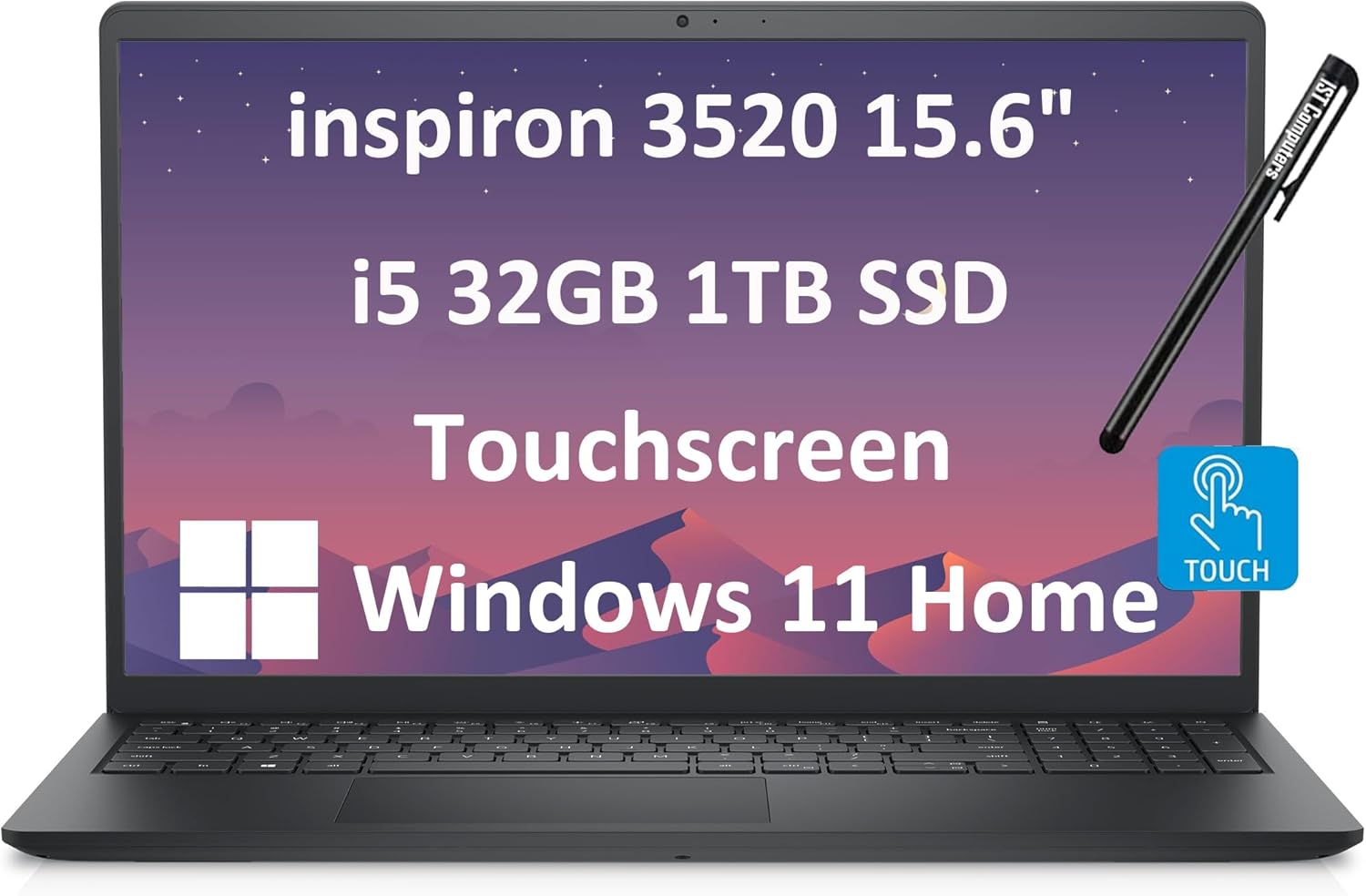 Dell Inspiron 15 3520 (2024) Business Laptop (15.6″ FHD Touchscreen IPS, Intel Core i5-1155G7, 32GB RAM, 1TB SSD) Numeric Keypad, Narrow-Bezel, Webcam, Inspiron 3000, Win 11 Home, Carbon Black