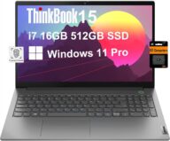 Lenovo ThinkBook 15 Gen 4 Business Laptop (15.6″ FHD, 12th Gen Intel 10-Core i7-1255U, 16GB RAM, 512GB SSD), 1080p Webcam, Fingerprint, IST SD Card, Wi-Fi 6, Ethernet, Win 11 Pro, Grey – 2024