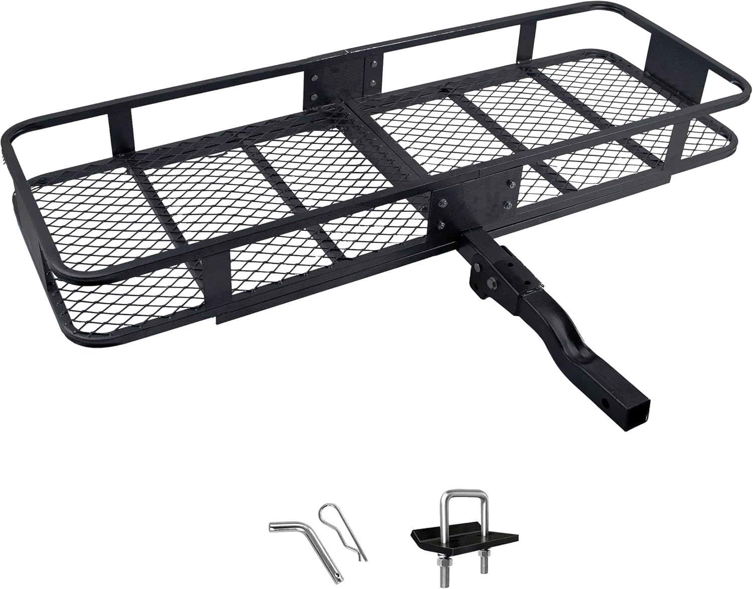 60x20x6 inch Folding Hitch Cargo Rack Carrier 500LB for 2 inch Receiver Cargo Basket Luggage Rack for SUV Pickup Camping Traveling (Hitch Cargo Basket)