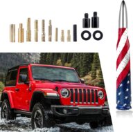 1 PC Car Bullet Antenna, American Flag Printed Personalized Threaded Mounting Stable Signal Receiving Decorative Antenna, Decoration Accessories, Compatible with Most Car Models (Silver)