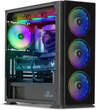 YEYIAN ODACHI Intel Core i9 14900KF Gaming PC, GeForce RTX 4070 Ti (>3090) AI Powered Desktop Computer, 1TB NVMe SSD, 32GB DDR5 5600MHz, Intel Z790 Chipset, 360mm Liquid Cooled, 850W Gold PSU, Win 11