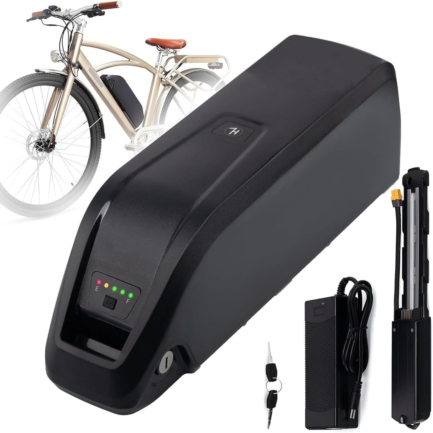 36V Lithium Battery 48V Ebike Battery 52V Electric Bike Battery 8AH 10AH 13AH 15AH 17.5AH 18AH 21AH with USB Port/Security Lock/Power Switch for 250W-950W Motor Kits