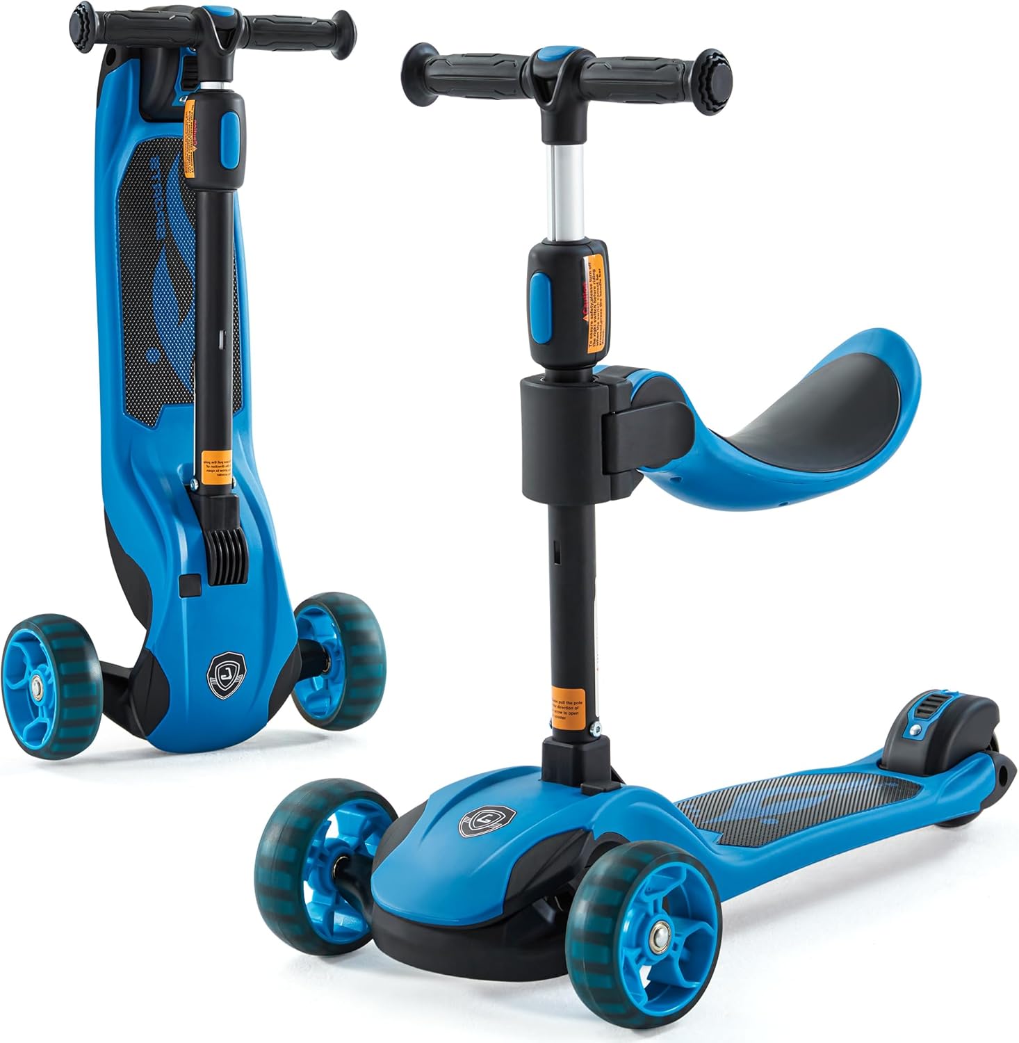 Kick Scooter Adjustable Height for Kids Ages 2-6 3 Wheel Scooter with LED Light and Extra Wide Deck ，Kids Scooter， Blue