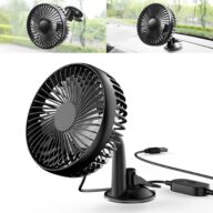 QODOLSI 1 PC Car Rear Seat Fans with USB Port, Portable Vehicle Backseat Fans with Suction Cup, 3 Speed Regulation, Universal Automotive Cooling Accessories for Truck SUV Car (Black)