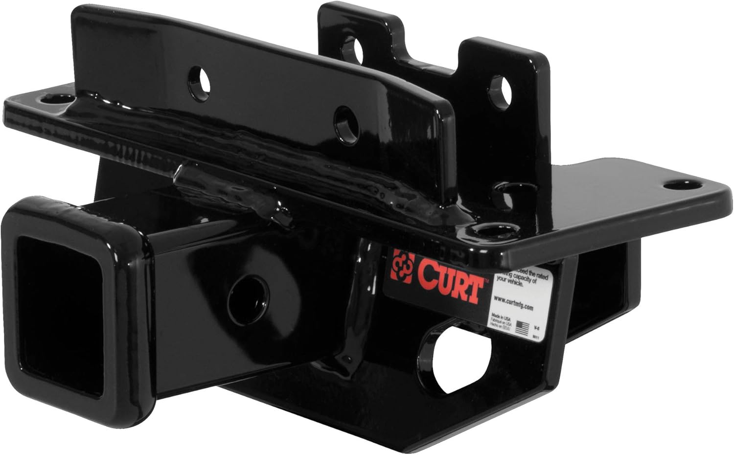 CURT 13072 Class 3 Trailer Hitch, 2-In Receiver, Concealed Main Body, Fits Select Dodge Durango, Chrysler Aspen, GLOSS BLACK POWDER COAT