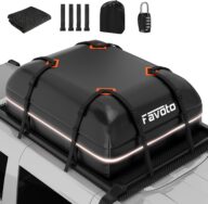 Favoto Car Rooftop Cargo Carrier – Waterproof Roof Bag for All Cars with/Without Rack – 15 Cubic Feet Large Capacity 500D Durable PVC Material – Include Anti-Slip Mat 8 Reinforced Straps, Black