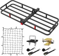 Wildroad Hitch Cargo Carrier Basket 53.1″ x 18.9″ x 4.9″ 500 LBS Trailer Hitch Cargo Carrier Fits 2″ Receiver with Hitch Stabilizer, Fastener for No-Wobble, Cargo Net and 2pcs Ratchet Straps