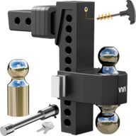 VNN Adjustable Drop Hitch, Tri-Ball(1-7/8”, 2”, 2-5/16”) Adjustable Hitch, Fits 2-Inch Receiver, 10 Inch Drop Hitch, 15000 LBS GTW-Truck Trailer Hitch, Heavy Duty Solid Ball Mount, Black, VN0014