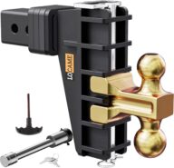 LOCAME Adjustable Trailer Hitch, Fits 2.5-Inch Receiver, 6-Inch Drop/Rise Drop Hitch, 28,000 LBS GTW-Tow Hitch for Heavy Duty Truck, Solid Ball Mount, LC0078