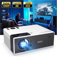 FUDONI Projector with WiFi and Bluetooth, Outdoor Portable 4K Support Projector 18000L HD 1080P Max 300″ Display Zoom, Movie Video Home Theater Projector Compatible with HDMI/USB/Phone/Laptop/TV Stick