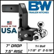 B&W Trailer Hitches B&W MultiPro Tow & Stow – Fits 2.5″ Receiver, Tri-Ball (1-7/8″ x 2″ x 2-5/16″) 18,000 GTW – TS20067BMP