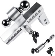 Adjustable Trailer Hitch Fits 2-Inch Receiver, Dual Solid Ball 2″ and 2-5/16″ 12,500 LBS GTW Aluminum Tow Hitch GELUOXI